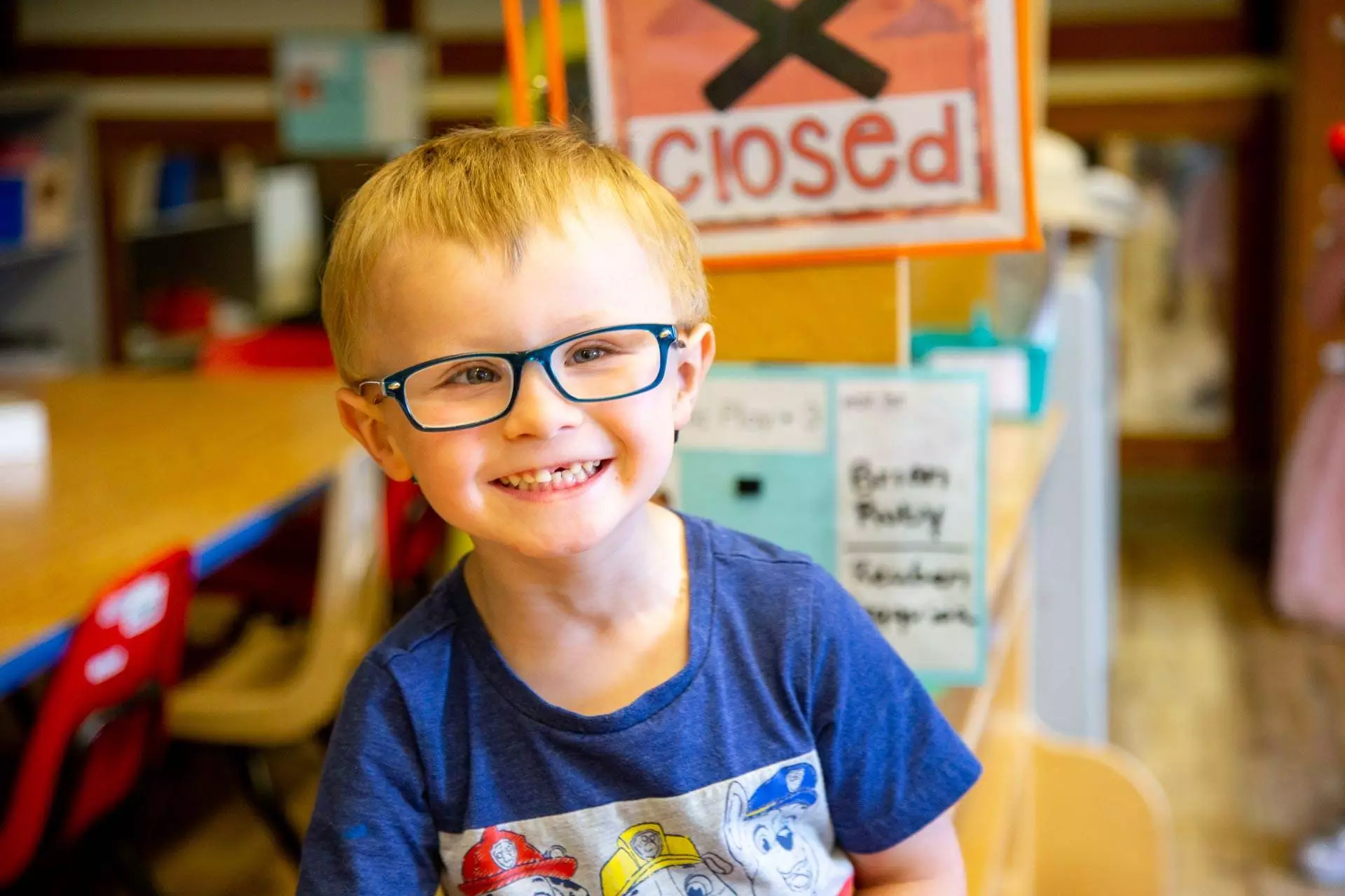 Happy child in classroom at heads start Billings and Lockwood Montana
